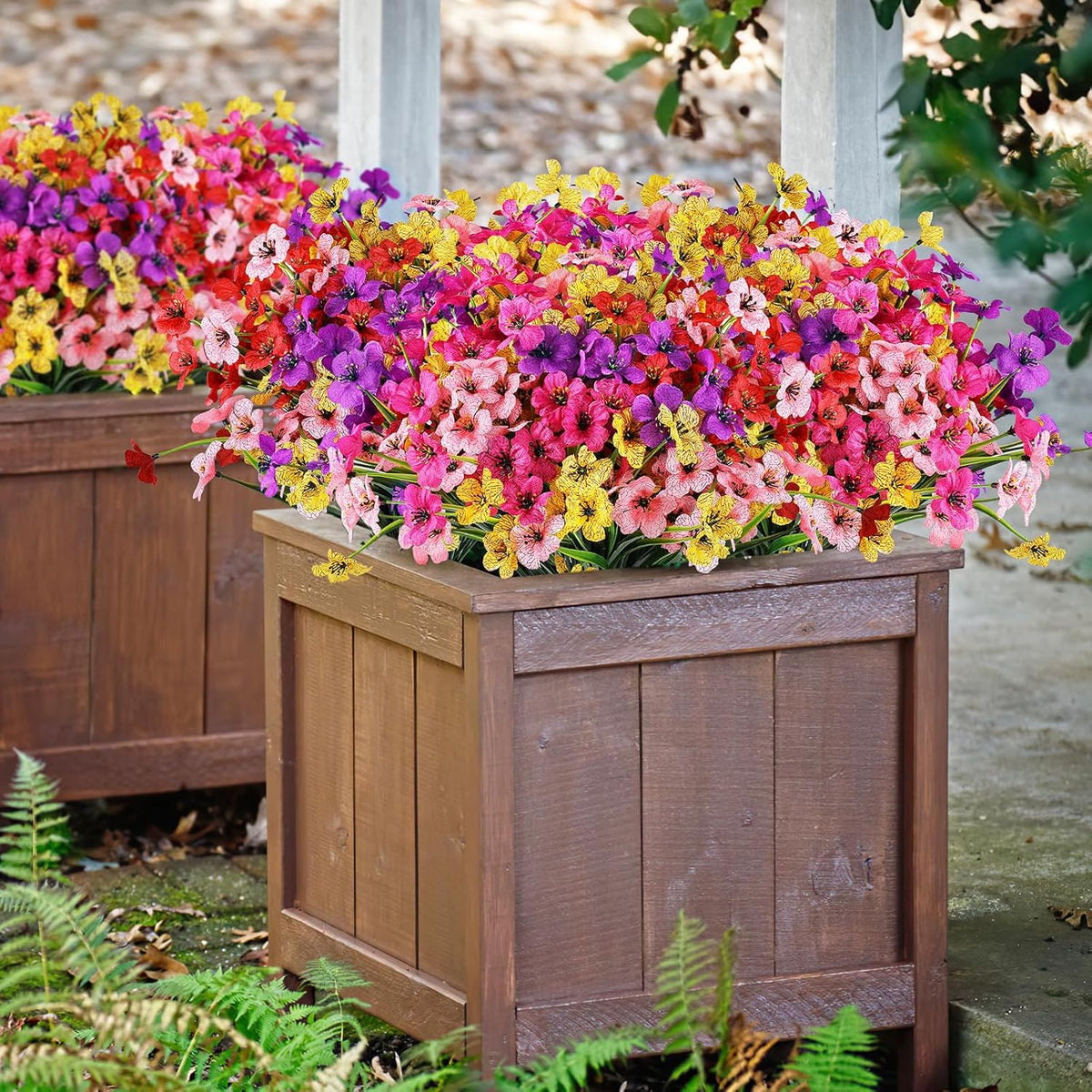 AmyHomie 20 Bundles Artificial Flowers for Outdoor Outside Spring Summer Decoration UV Resistant