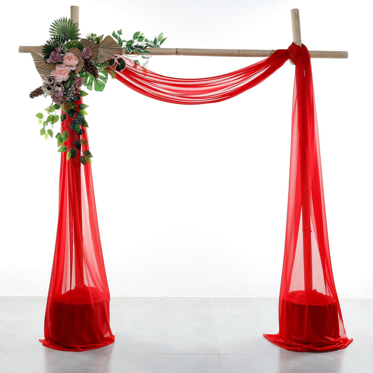 VDS Pack of 1 Panel (30 Inch X 40 Feet) Wedding Arch Draping Fabric Sheer Chiffon Fabric Drapery