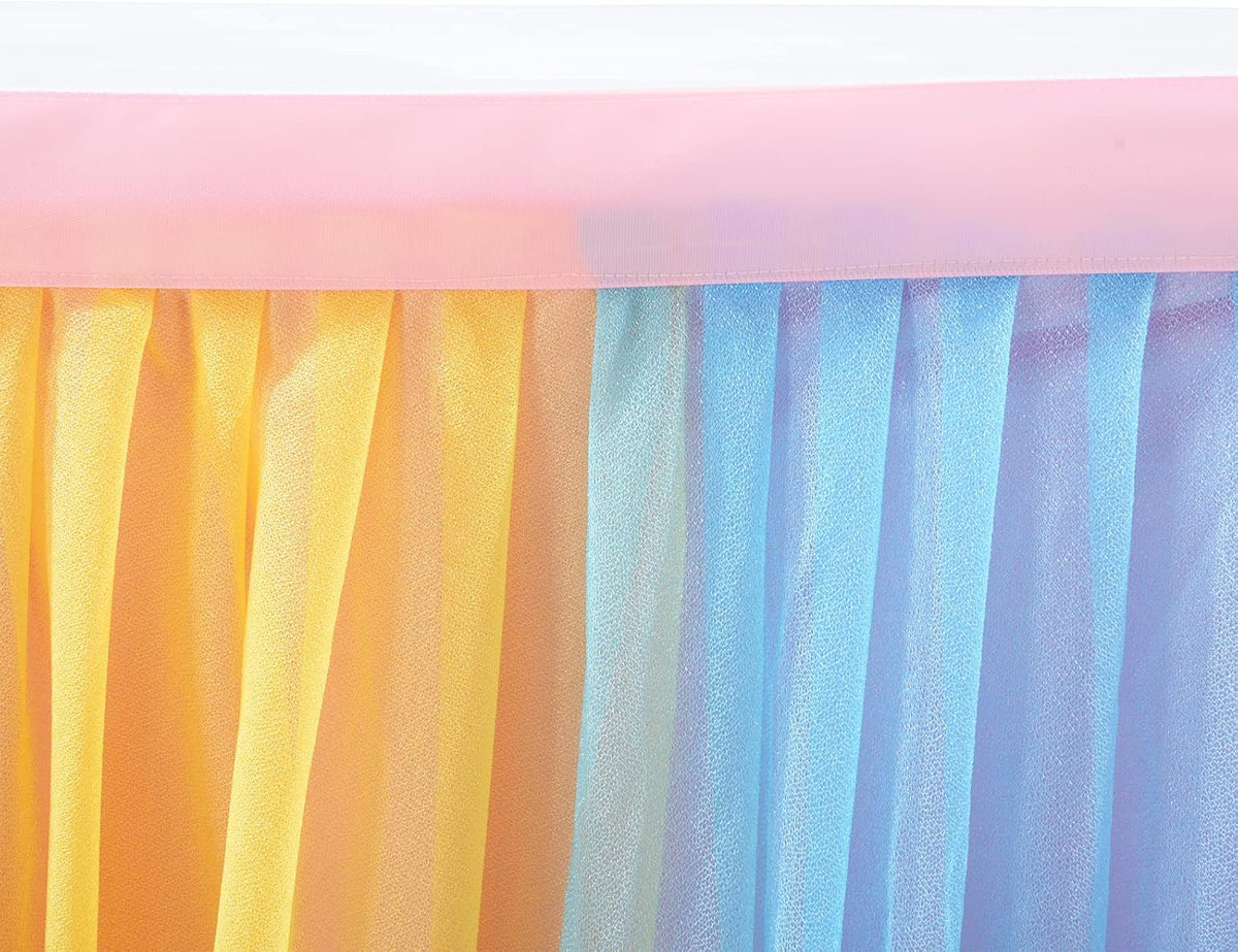 9ft Unicorn Tulle Table Skirt for Rectangle Tables or Round Tables Tutu Rainbow Tablecloth for