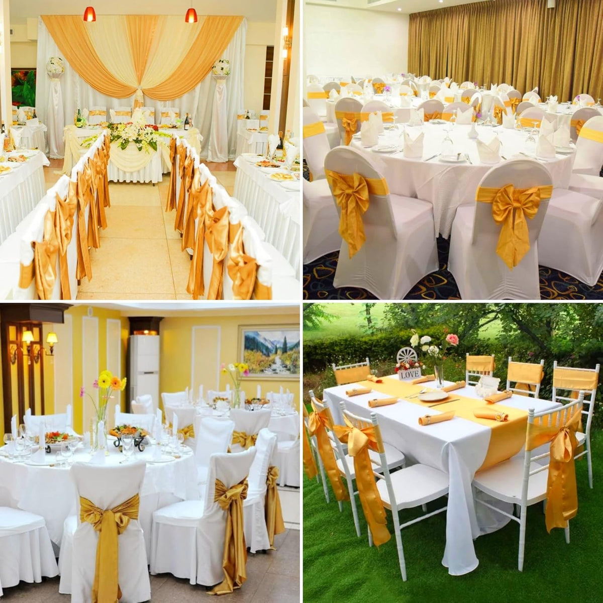 50 PCS Satin Chair Sashes Bows Decorative Universal Chair Cover Chair Ribbon Ties Back Sash for