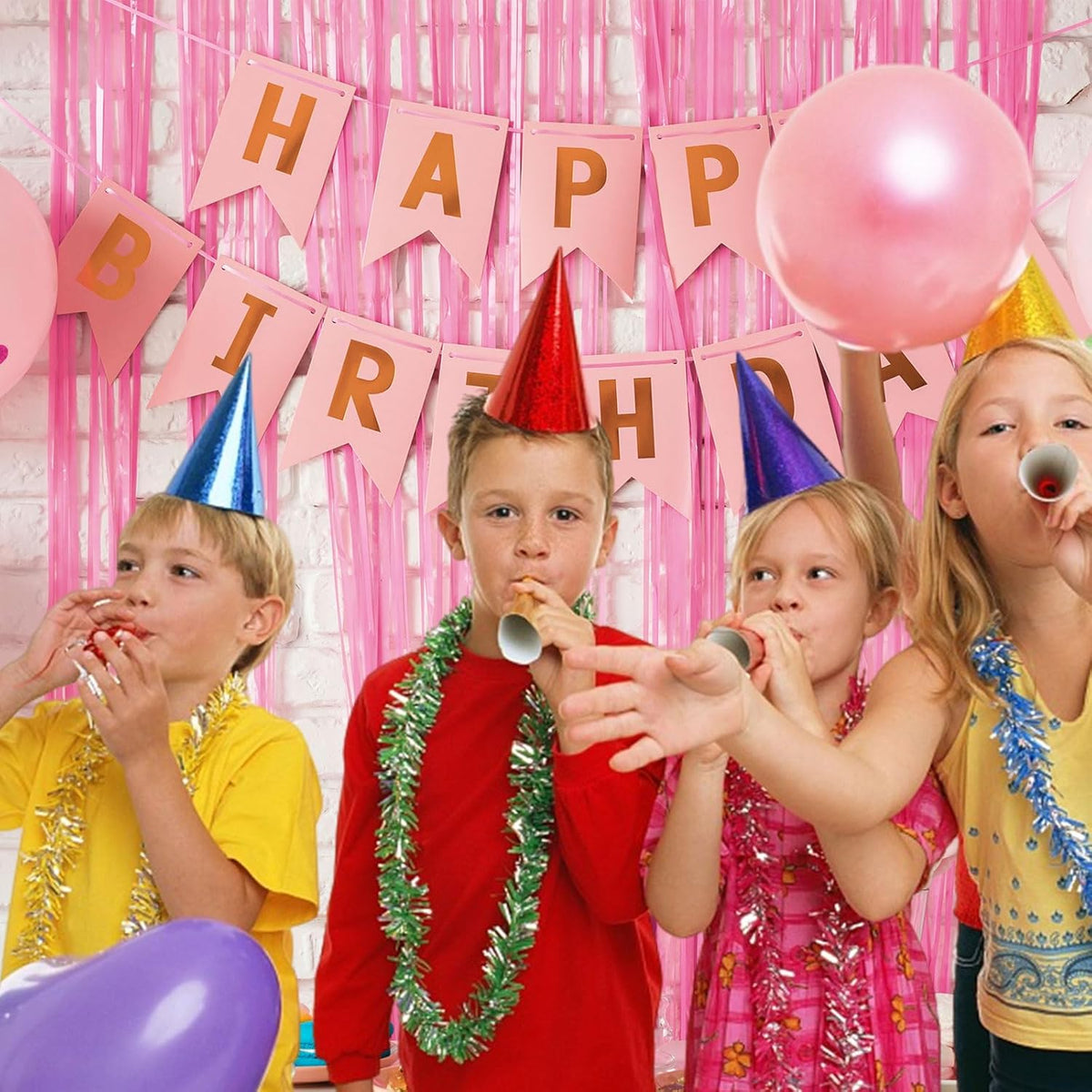 10 Pack Party Backdrop Decorations Pink Tinsel Curtain Party Backdrop Foil Fringe Birthday