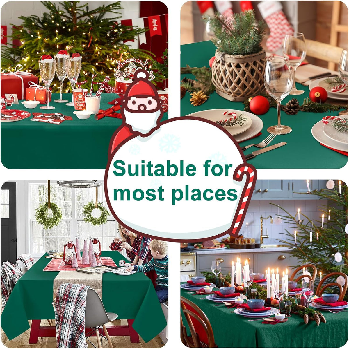 Hiasan Square Tablecloth - Waterproof Washable Polyester Table Cloth for Dining Room Birthday