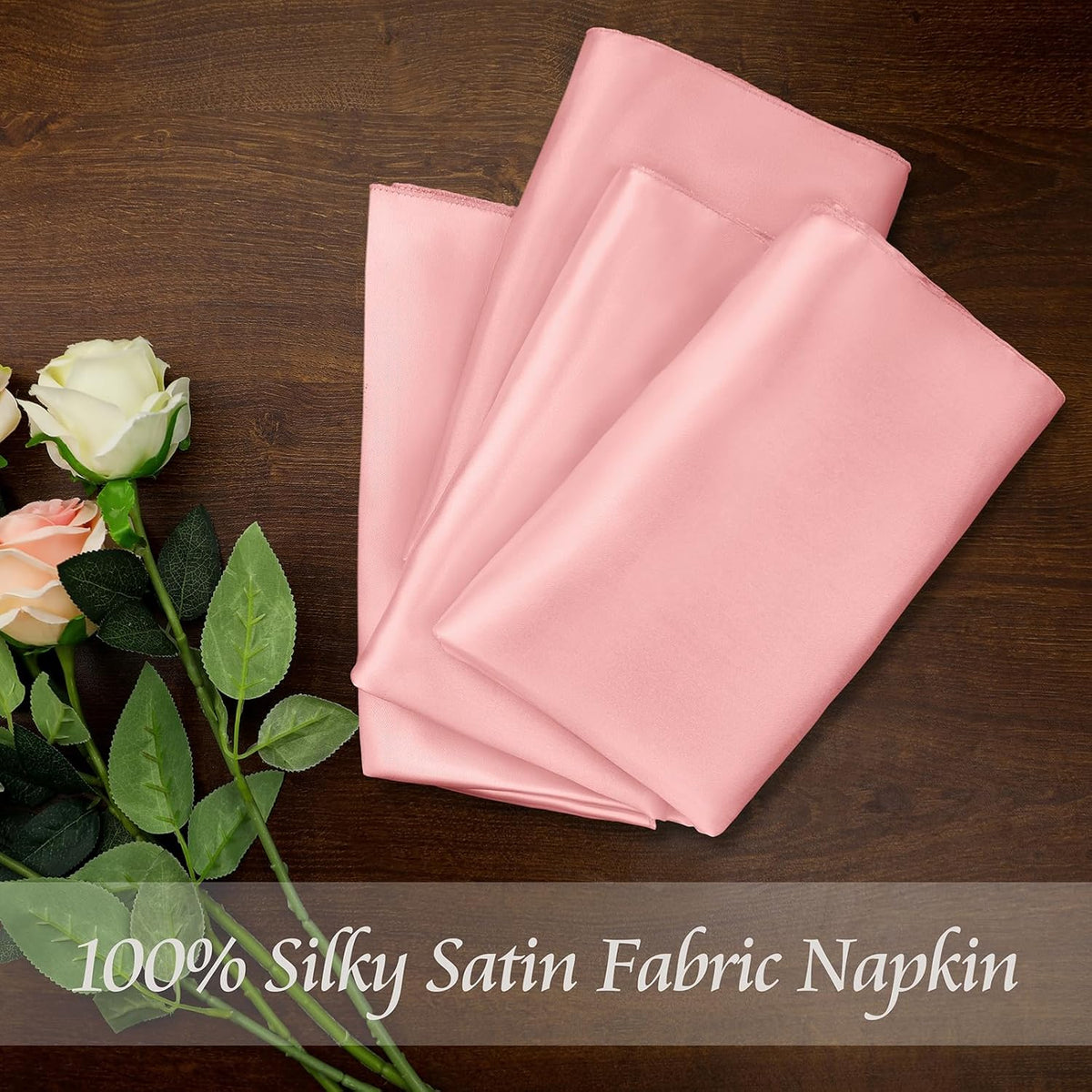 Manyshofu 60 Piece Blush Satin Napkins - 20x20 Inch Square Fabric Napkins for Wedding Dinner Party
