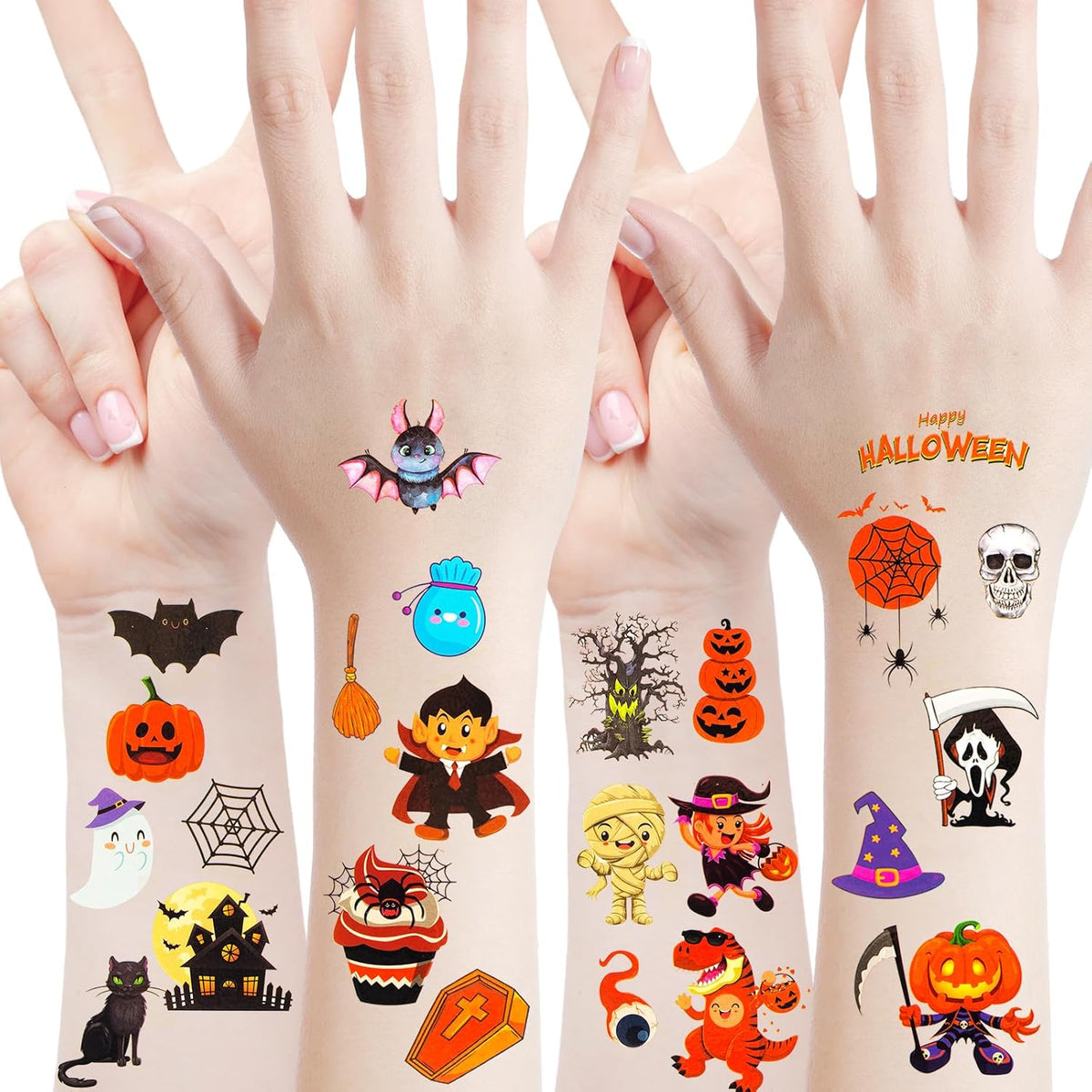 Tattoos for Kids, 300+ Mixed Styles Halloween Temporary Tattoos Stickers Set for Girls and Boys
