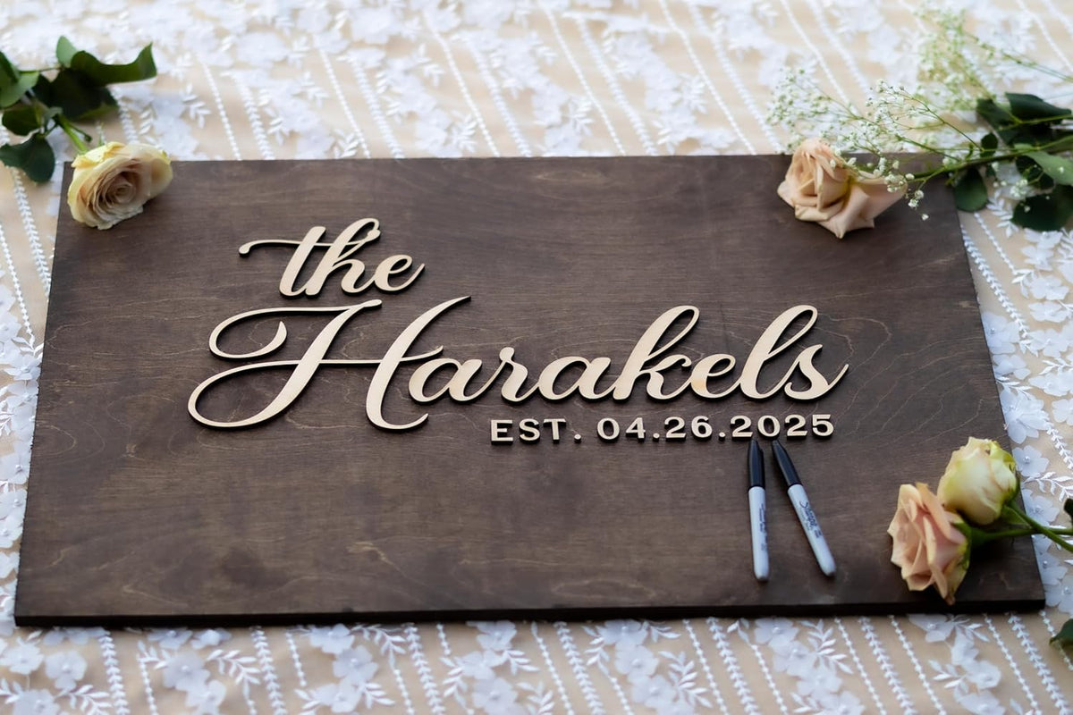 Personalized Last Name Guest Book, Unique Guest Book Sign, Custom Alternative Guest Book, Wooden
