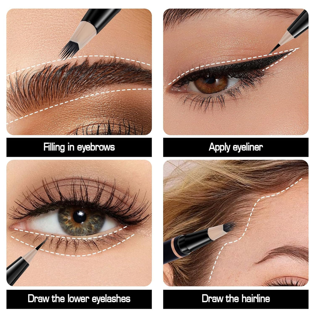 Eyebrow Pencils for Women, Microblading Eyebrow Pen Magical 2-in-1 Dual-Ended Brow Pen with 3D &