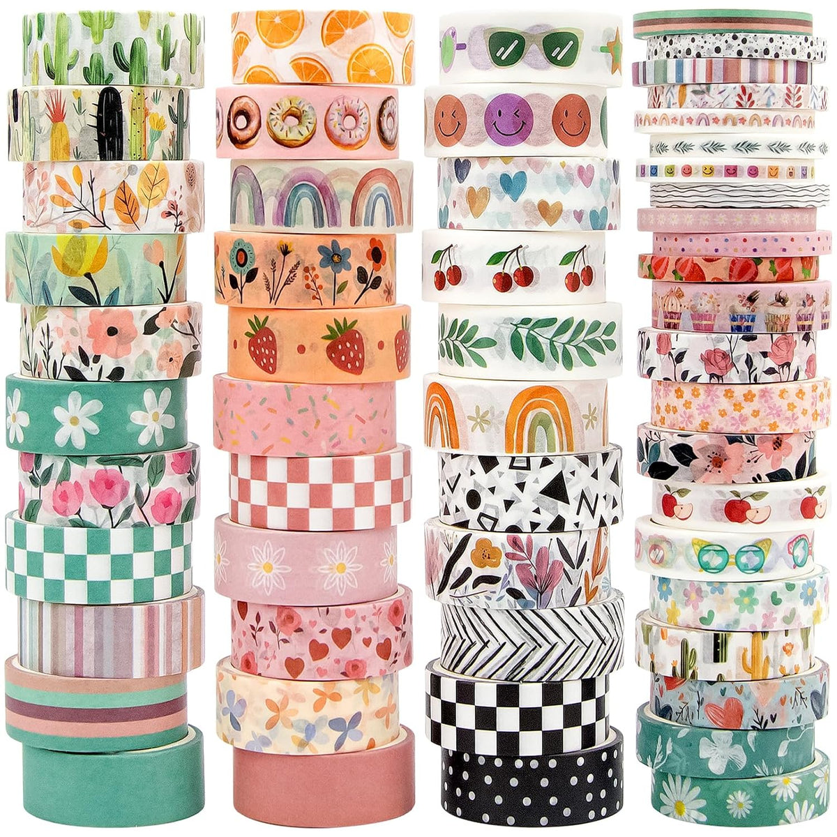 55 Rolls Holiday Washi Tape Set - Decorative Tape Seasonal Bohemian Colored Tape, Cute Washi Tapes