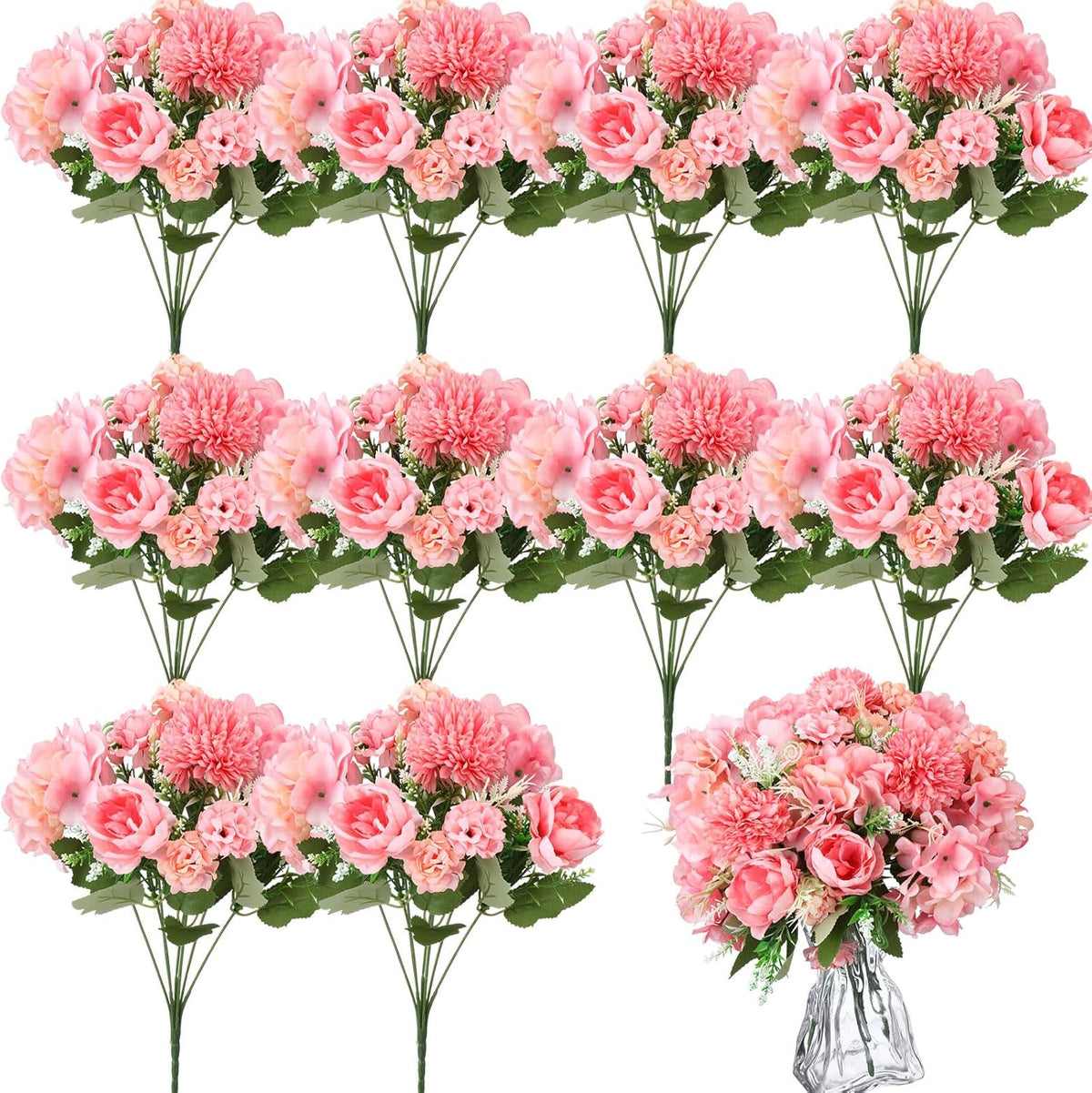 Tigeen Artificial Flowers Artificial Peonies Silk Flowers Faux Peony Fake Peony Silk Hydrangea