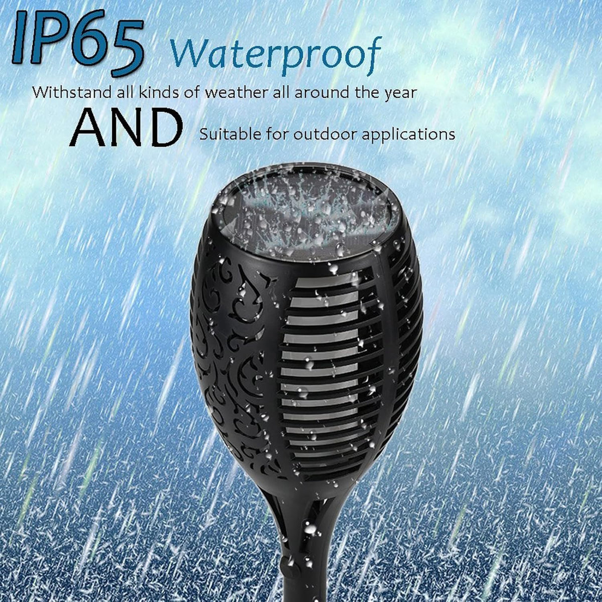Solar Tiki Torch 43" (Super Large Size) with Flickering Flame, 99 LED Outdoor Waterproof Solar