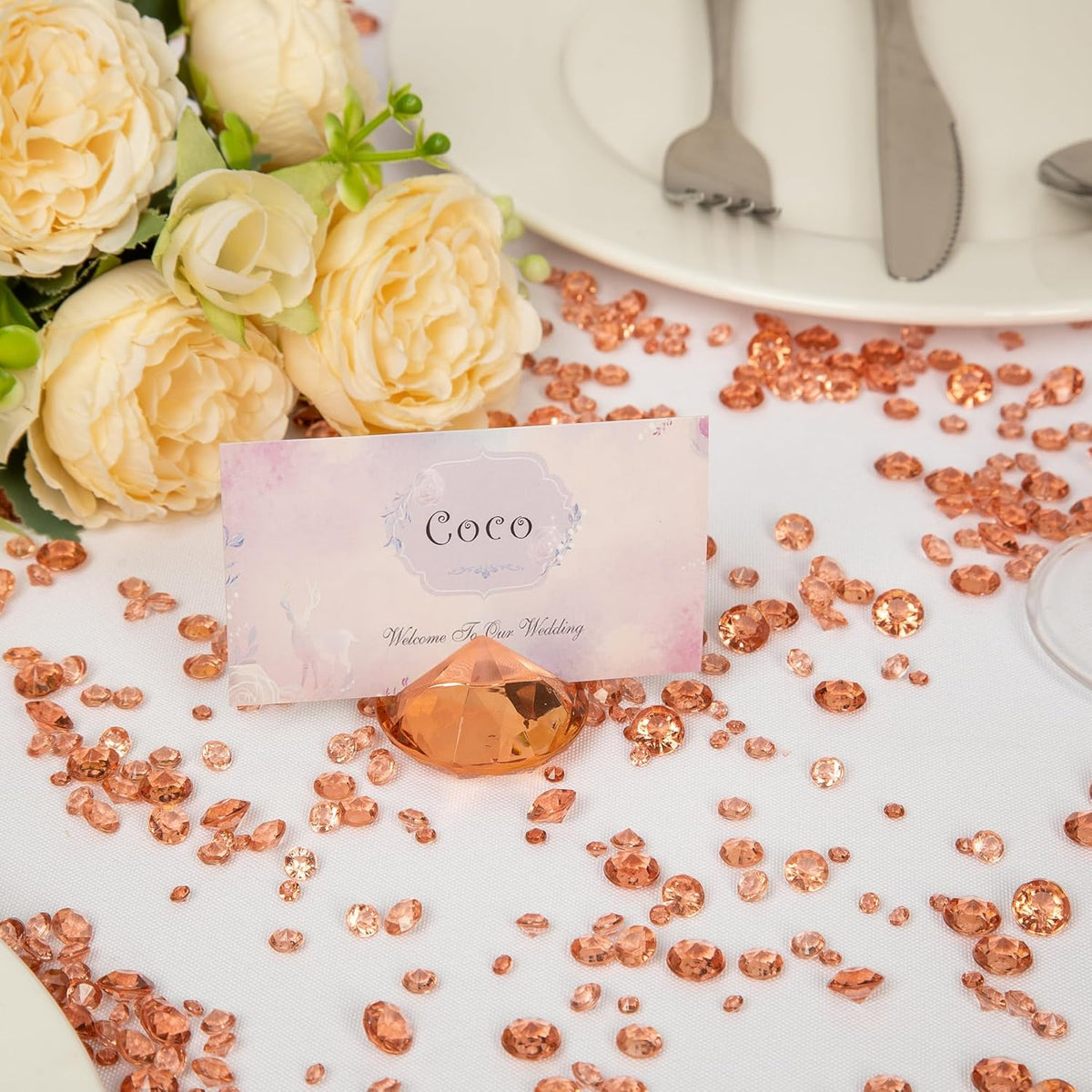 Vase Fillers for Centerpieces Home Deco,8700 Pieces Rose Gold Diamond Table Confetti,Fake Plastic