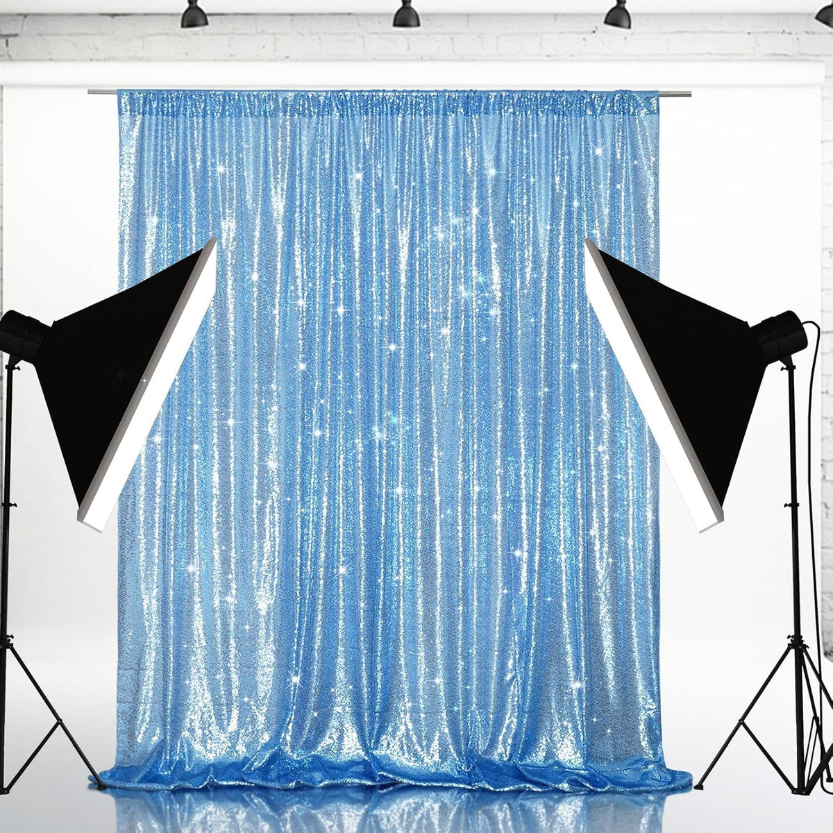 Eternal Beauty Baby Blue Sequin Backdrop, 10x10 Ft Glitter Background Curtains for Shimmer