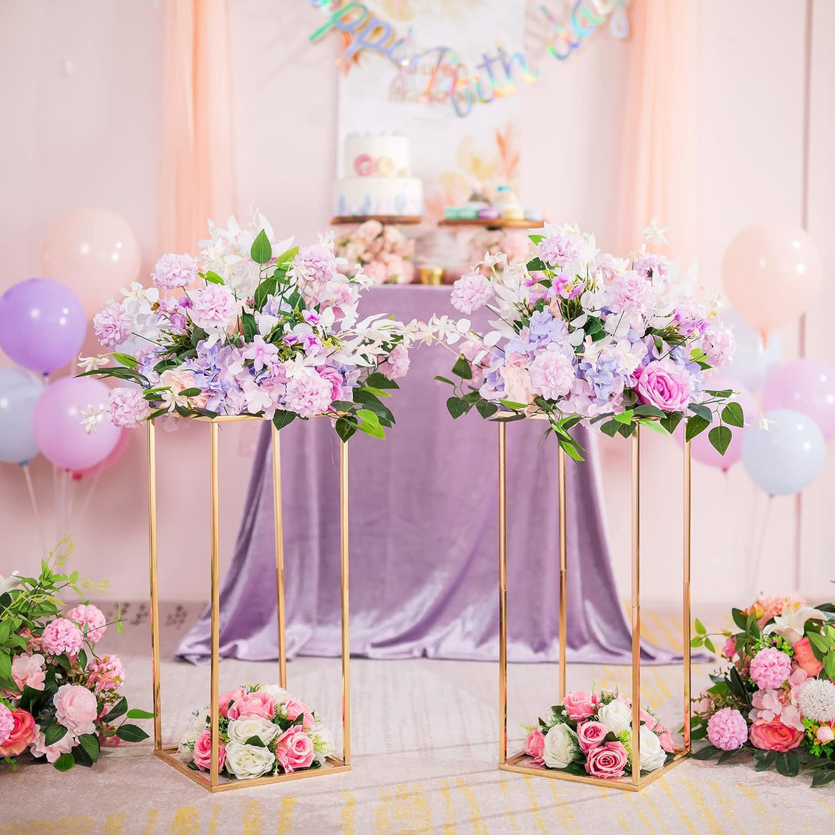 Gold Flower Stand for Table: 23.6” Tall Centerpiece Stand for Wedding Table Reception Floral Center