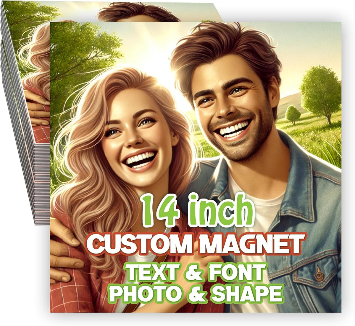 KETABAO – 14" Customizable Square Magnetic Photo Frames - add Your Image to Your Refrigerator
