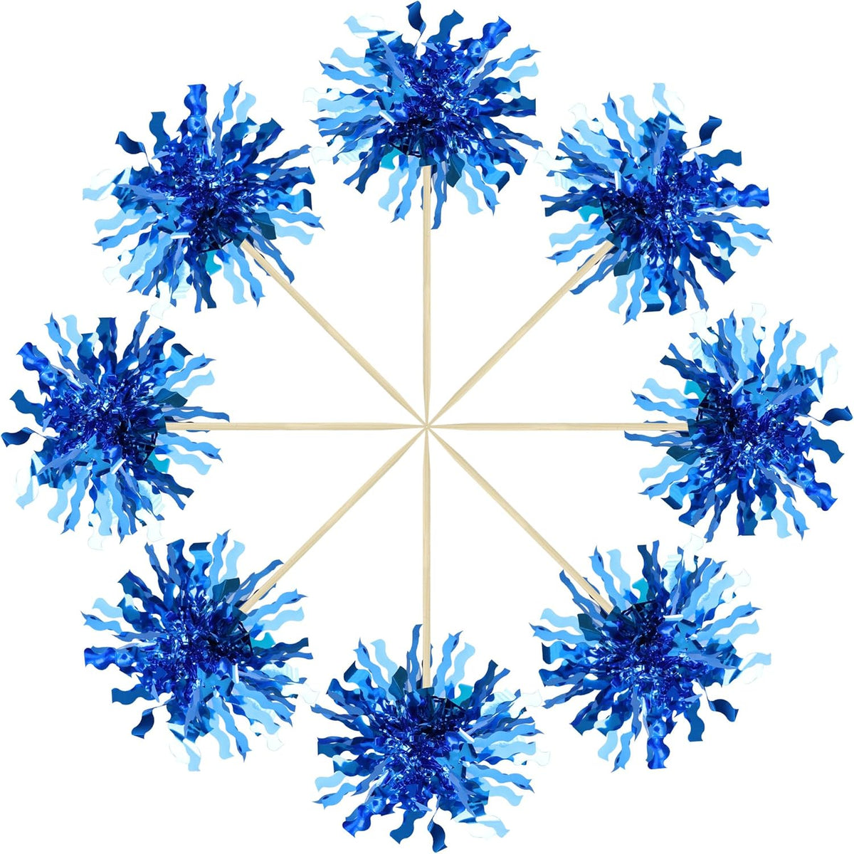 Gyufise 30Pcs Foil Firework Cupcake Toppers Happy Birthday Cake Toppers Sparkle Tinsel Flower Drink