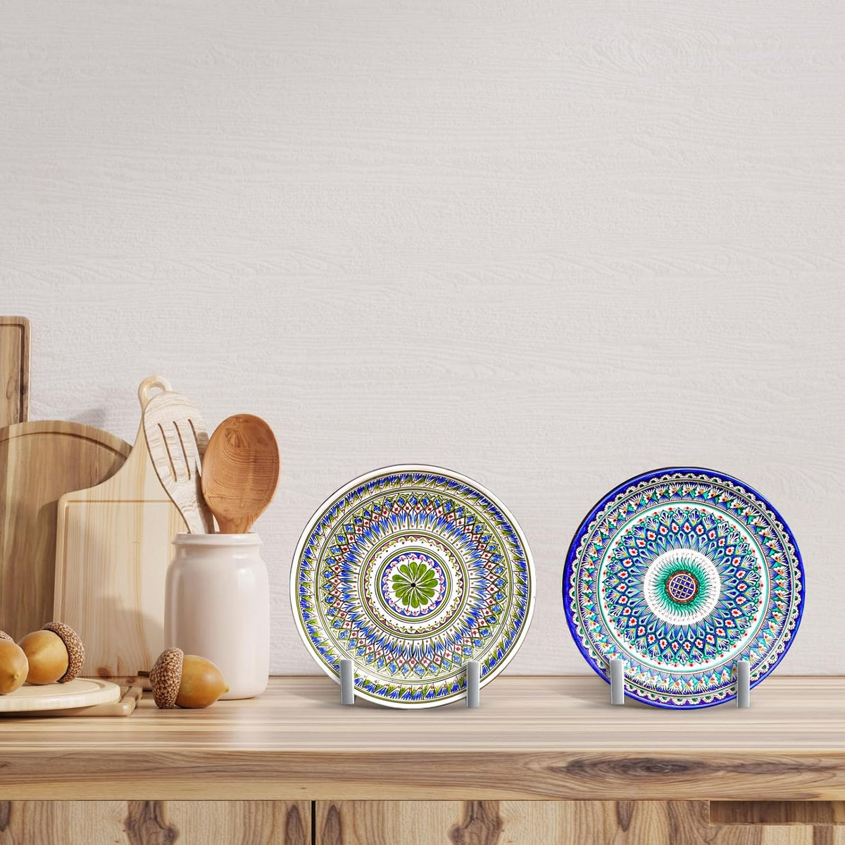 Sweetude 2 Pcs Large Plate Stands for Display Metal Frame Plate Holder Display Stand Decorative