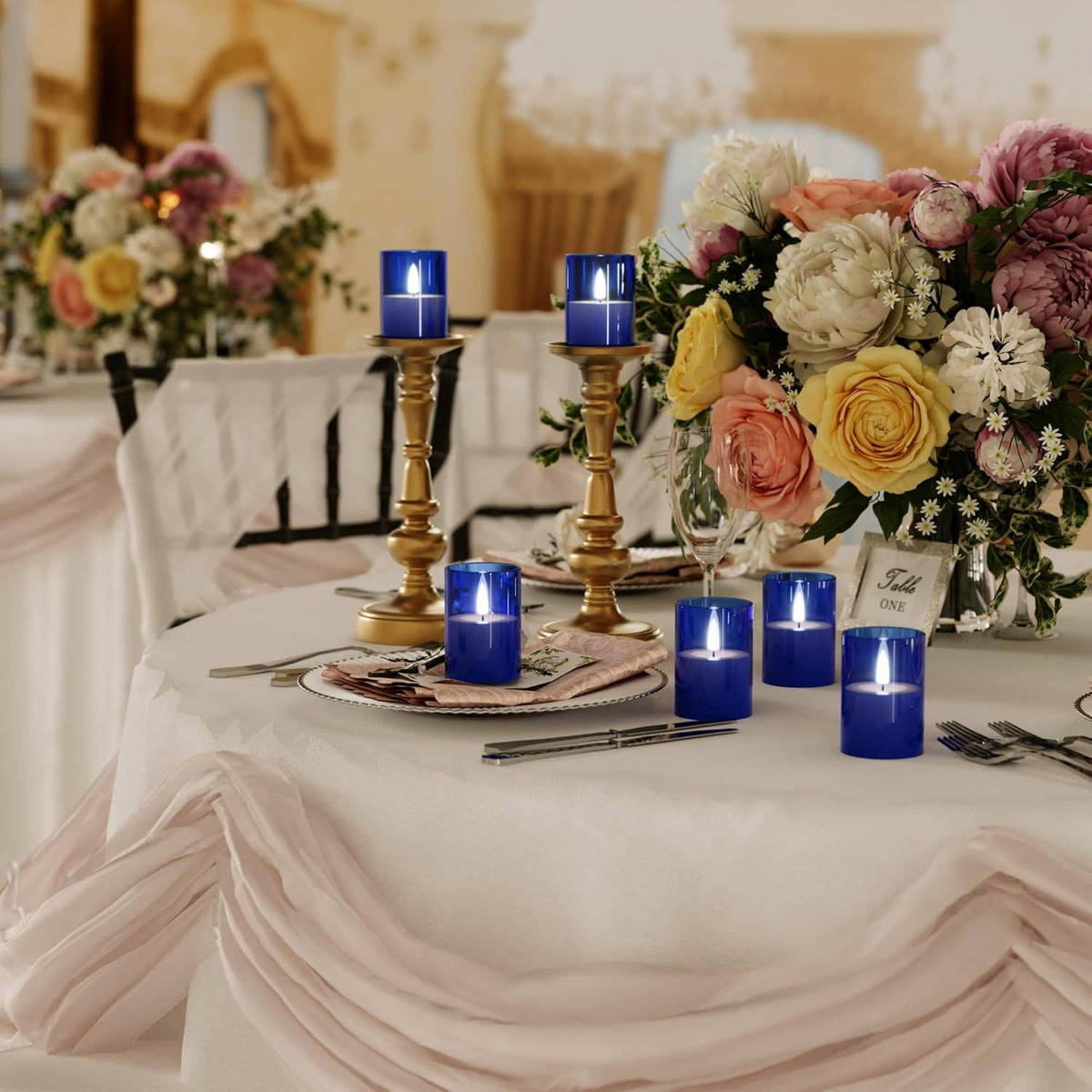 12Pack Flickering Flameless LED Candles with Timer, Battery Powered - Small Pillar & Votive
