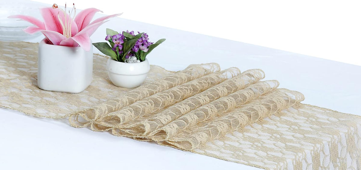 MDS Pack of 20 Wedding 12 x 108 inches Lace Table Runner for Wedding, Decorations for Birthday
