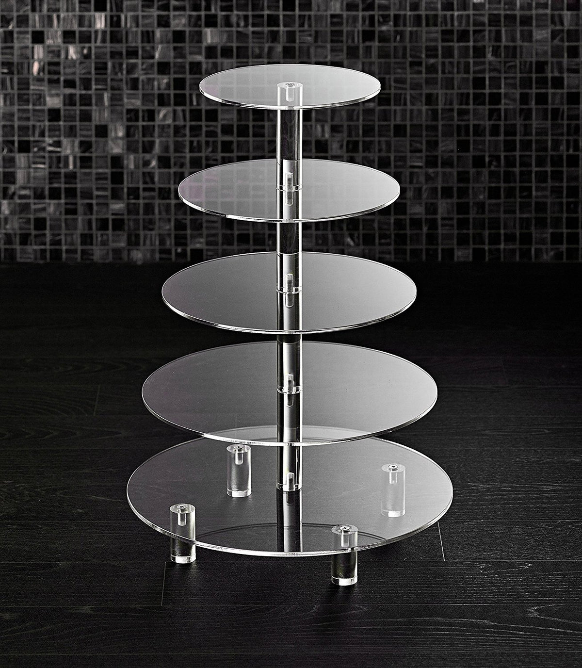 5 Tier Acrylic Cupcake Stand, Extra Thick 5mm Base, Multi Tiered Cake Stand
