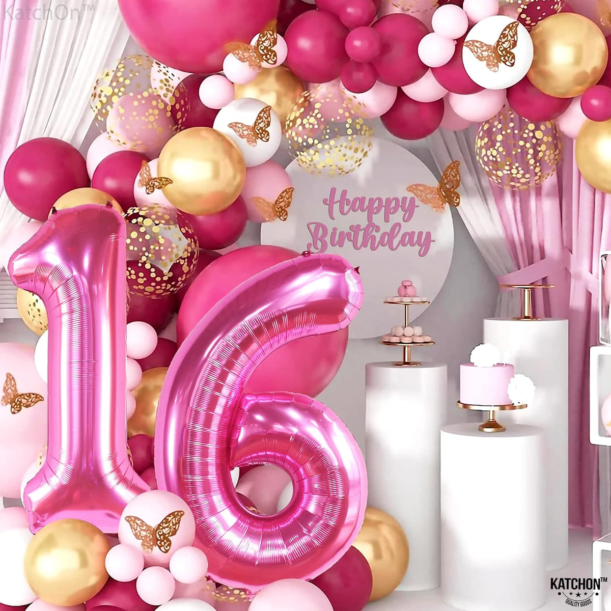 KatchOn, Hot Pink 16 Balloon Numbers - Huge, 40 Inch | Sweet 16 Decorations Hot Pink | Number 16