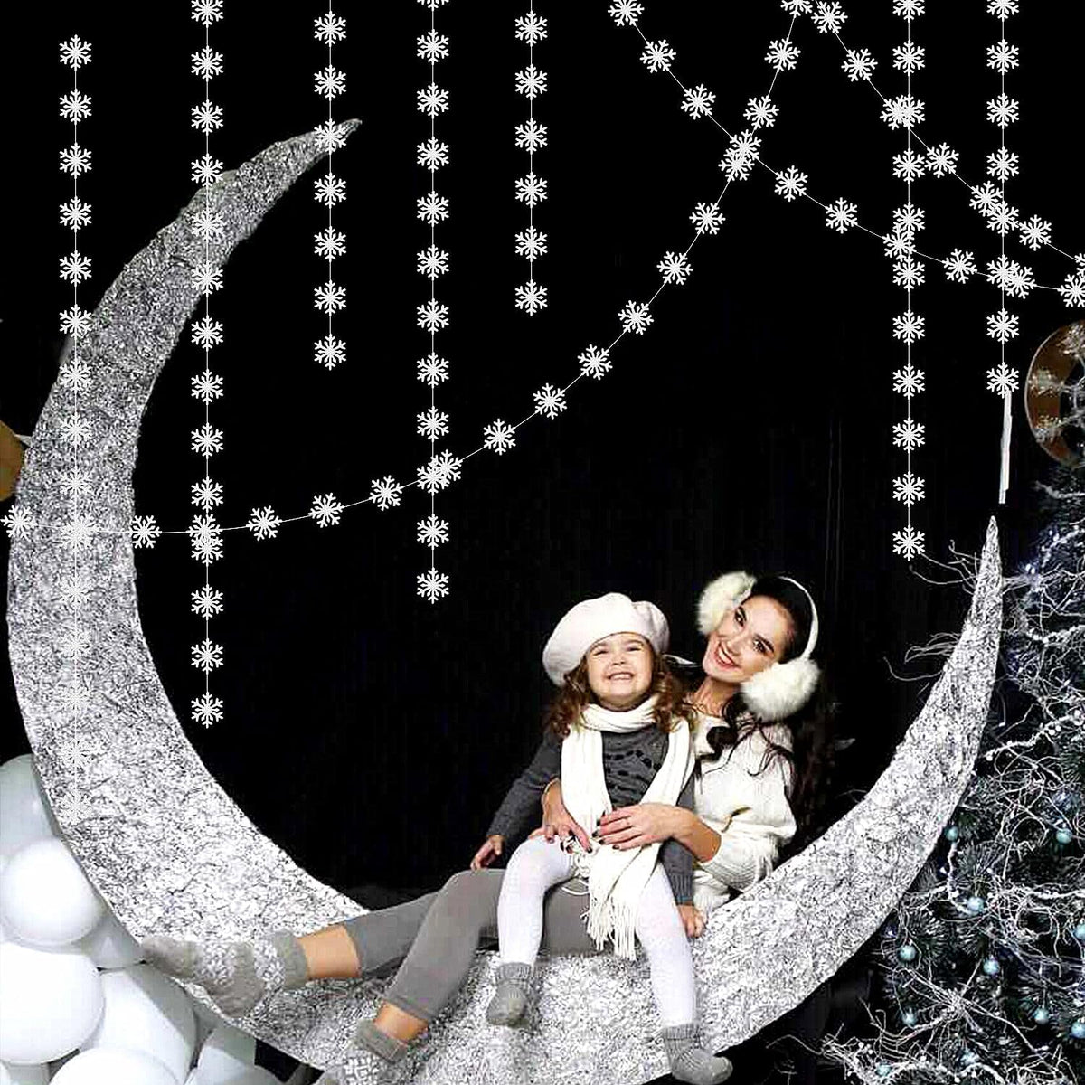 Snowflake-Snow Silver Christmas Party-Decoration Garland - 52ft Frozen Winter Wonderland Ornaments