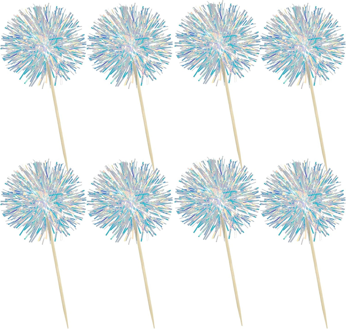 Ephlyn 30Pcs Foil Firework Cupcake Toppers Sparkle Tinsel Cupcake Picks Drink Stirrers Cocktail