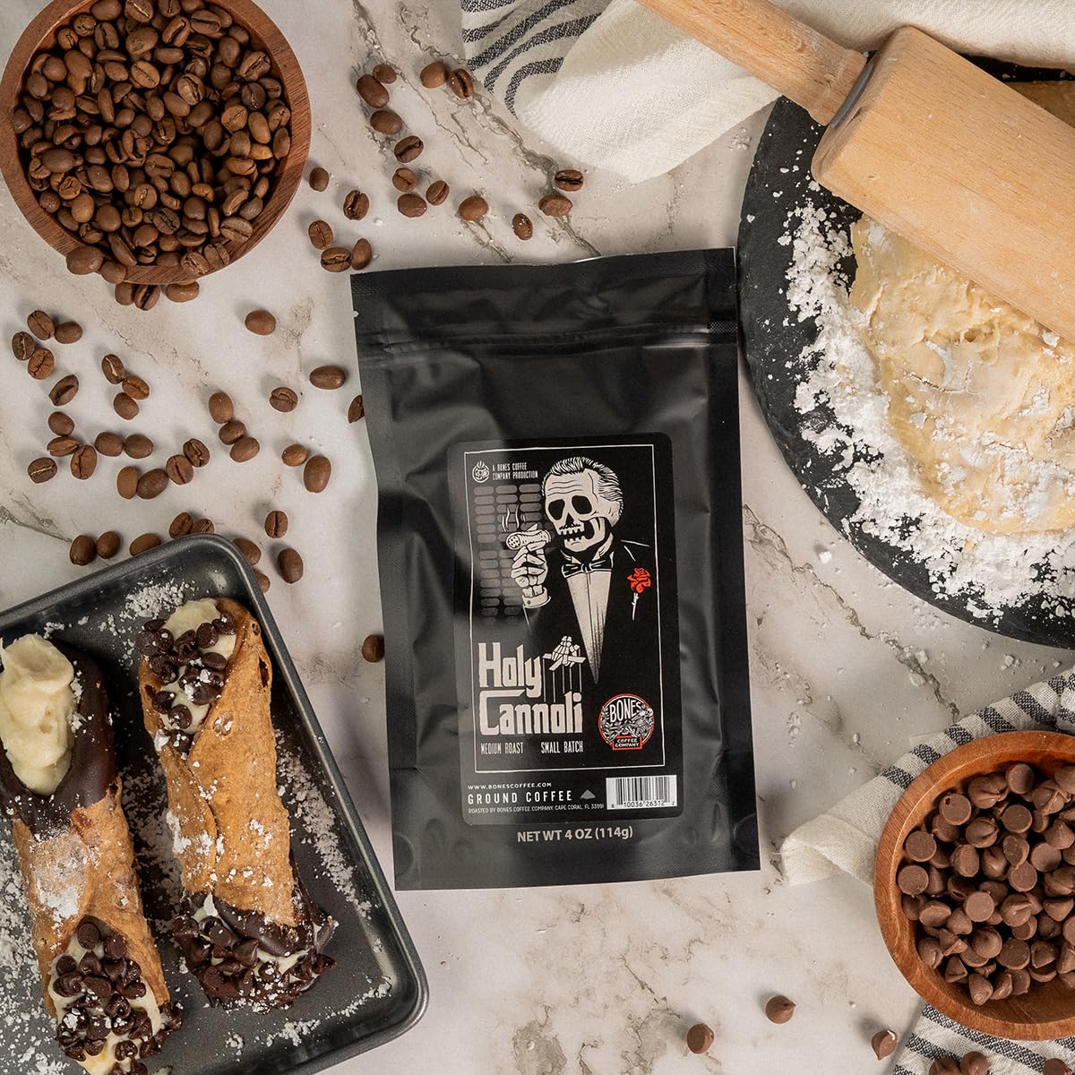 Bones Coffee Company Favorite Flavors Sample Pack Box Set with Specialty Coffee Mug, 5 Assorted