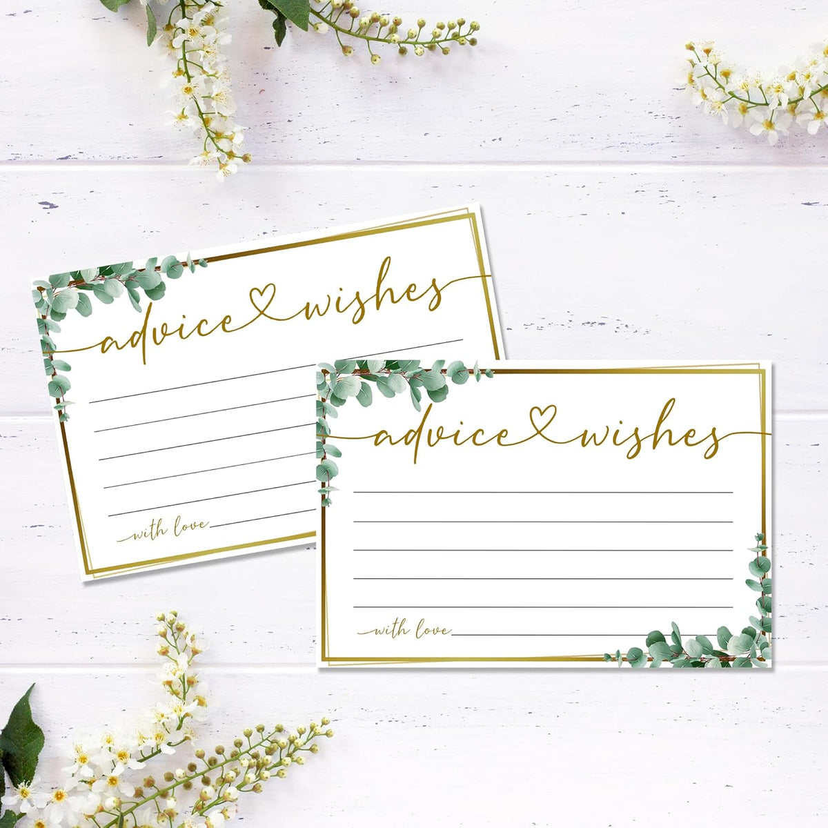 50 Advice and Wishes Cards, Double Sided Fill-In Advice Cards For Bridal, Wedding, Graduate Party