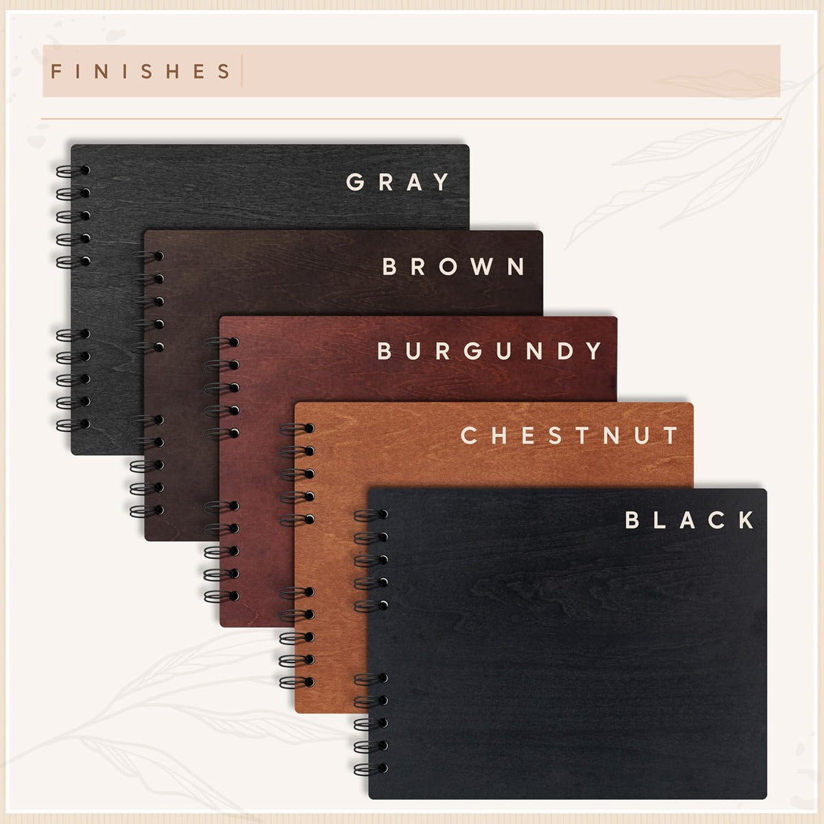 Personalized Wood Wedding Guest Book - 5 Colors/Finishings, 2 Sizes, 12 Designs - Wood Wedding