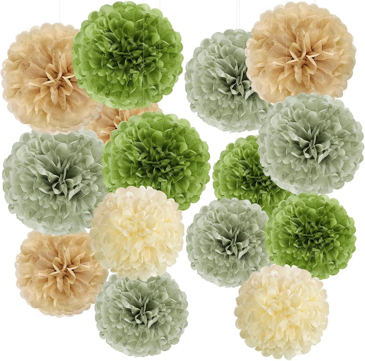 Olive Sage Green Tissue Paper Pom Poms Safari Jungle Party Decorations Paper Flowers Decorations