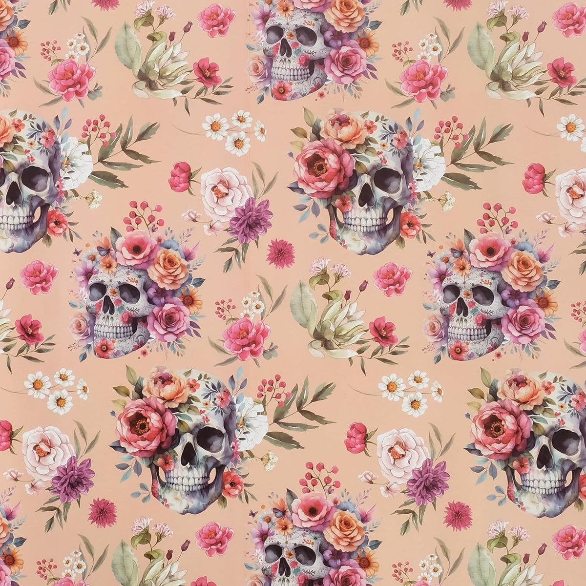 Aimyoo Gothic Wrapping Paper Roll, 17 Inch X 16.5 Fee Skull Floral Berry Design Gift Wrap Paper for