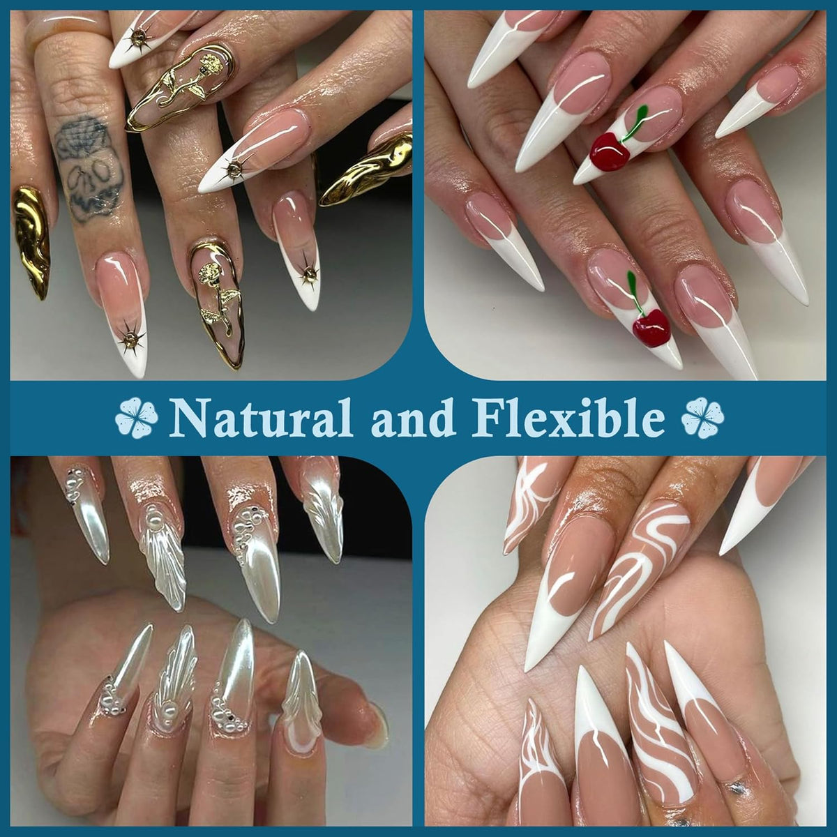 Medium Stiletto Nail Tips: 240 Pcs Full Cover Almond Shape False Nail Acrylic Soft Gel Nails Tips