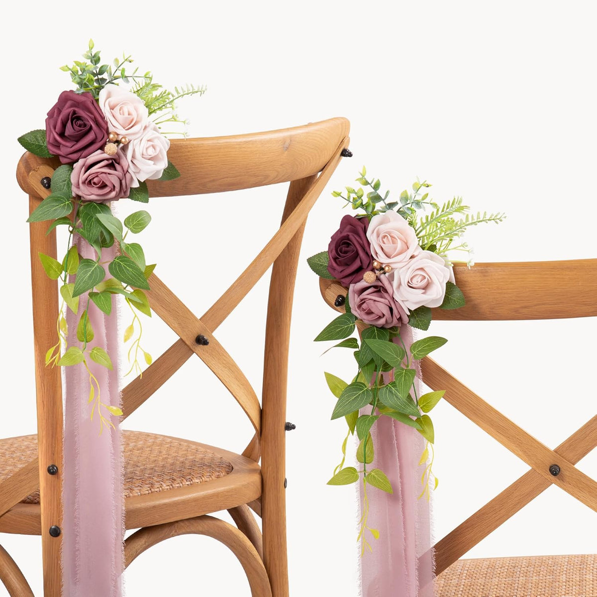 DORIS HOME Wedding Aisle Decorations Mauve Pew Flowers Set of 10 for Wedding Ceremony Party Chair