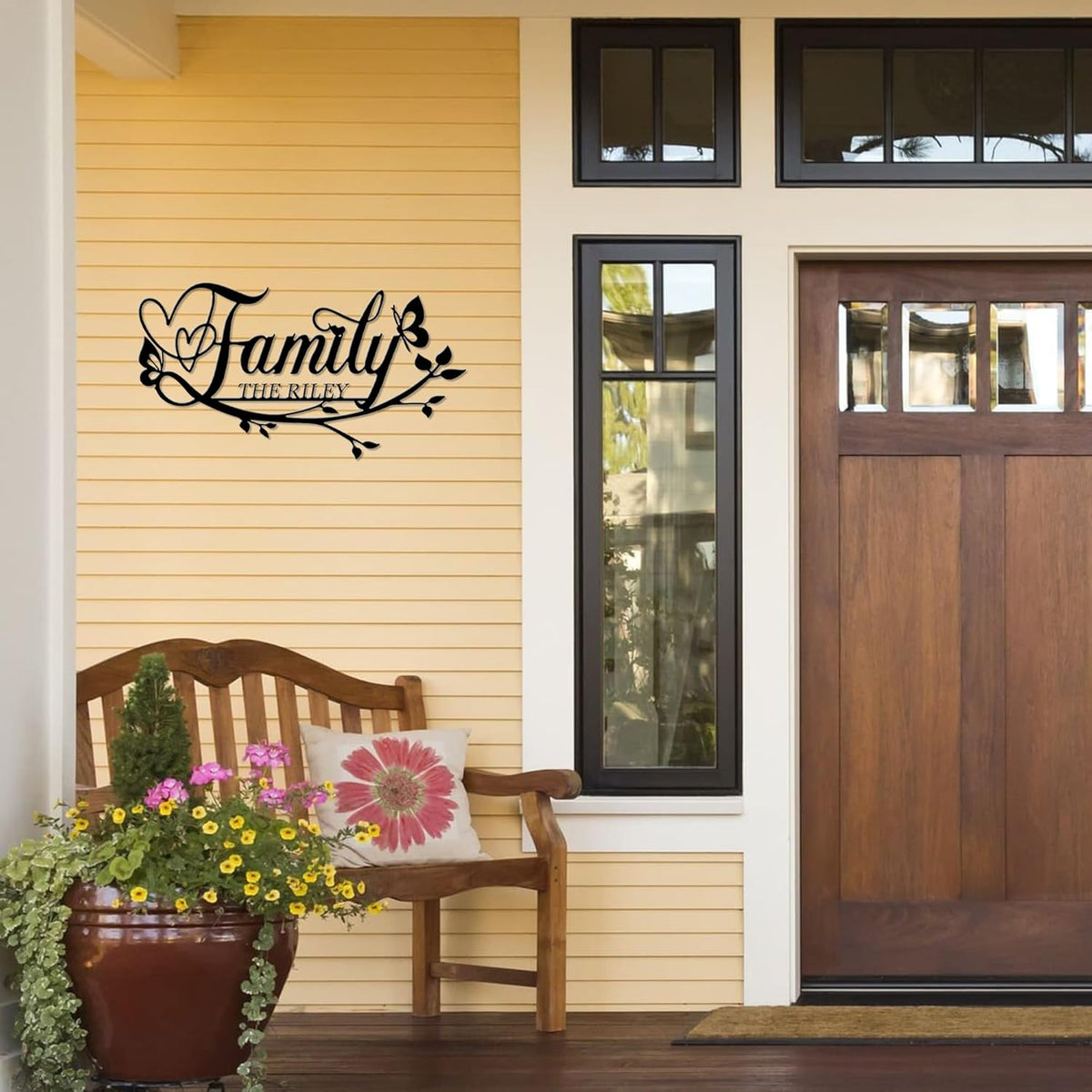 Personalized Family Last Name Signs, Custom Signs Outdoor Metal, Monogram Metal Sign Wall Art For