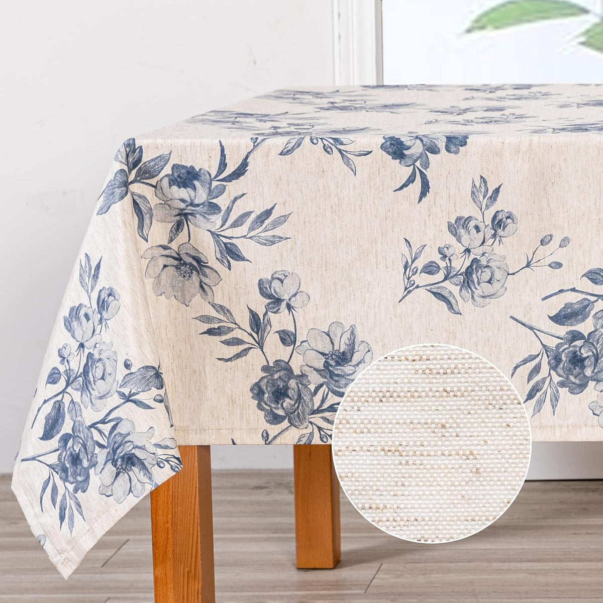 MYSKY HOME Rectangle Tablecloth 60x120 Inches, Linen Farmhouse Tablecloths Waterproof Decorative