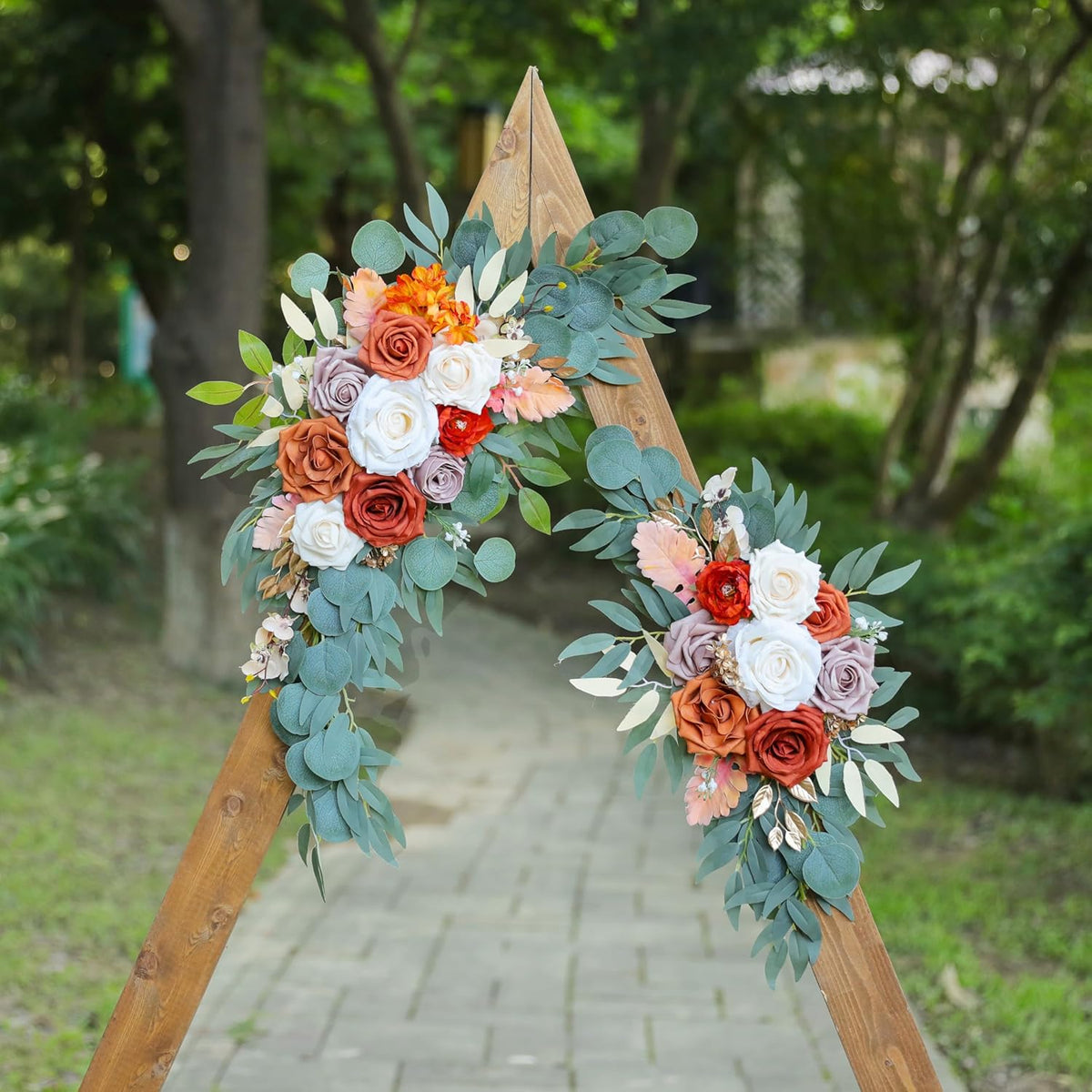 Burnt Orange Wedding Arch Flowers, Artificial Flowers for Wedding Welcome Signs and Autumn Weddings