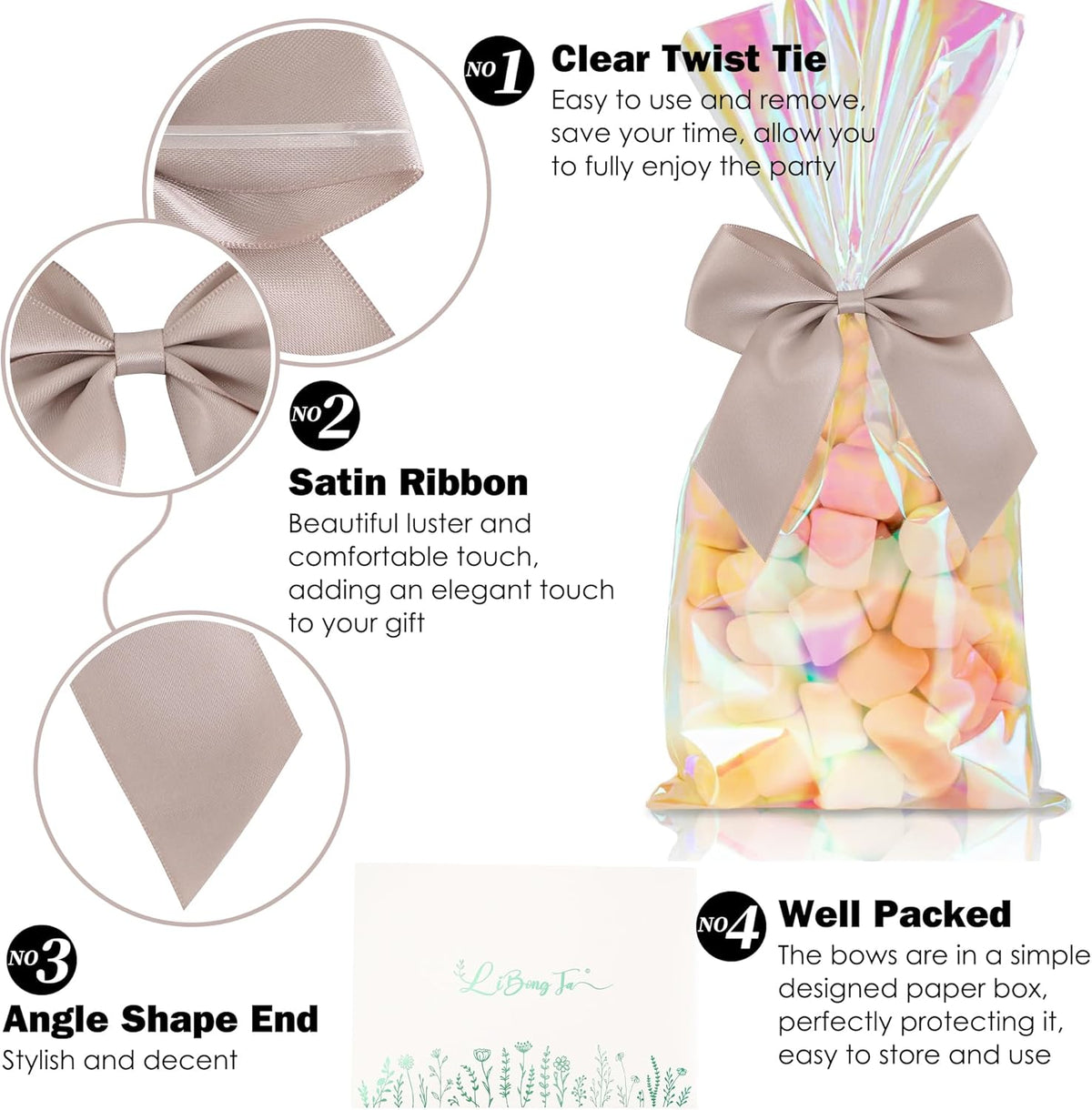 4.5" Satin Ribbon Dusty Rose Bows for Gift Wrapping, Twist Tie Bows, Cute Bows for Crafts, Party