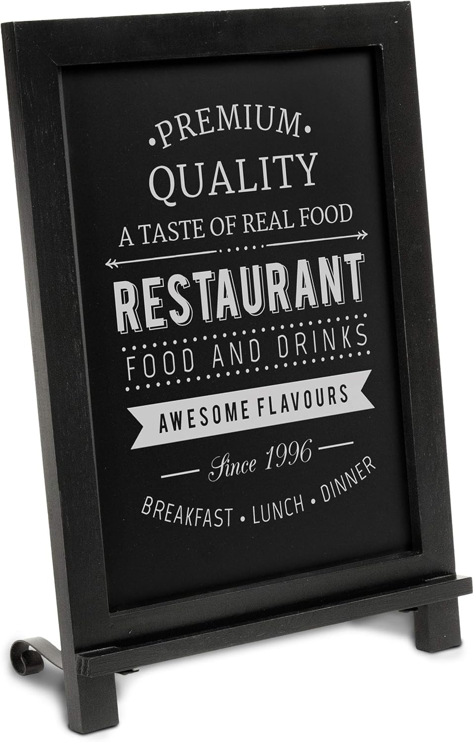 HBCY Creations Rustic Black Wooden Tabletop Chalkboard with Legs/Vintage Wedding Table Sign/Small