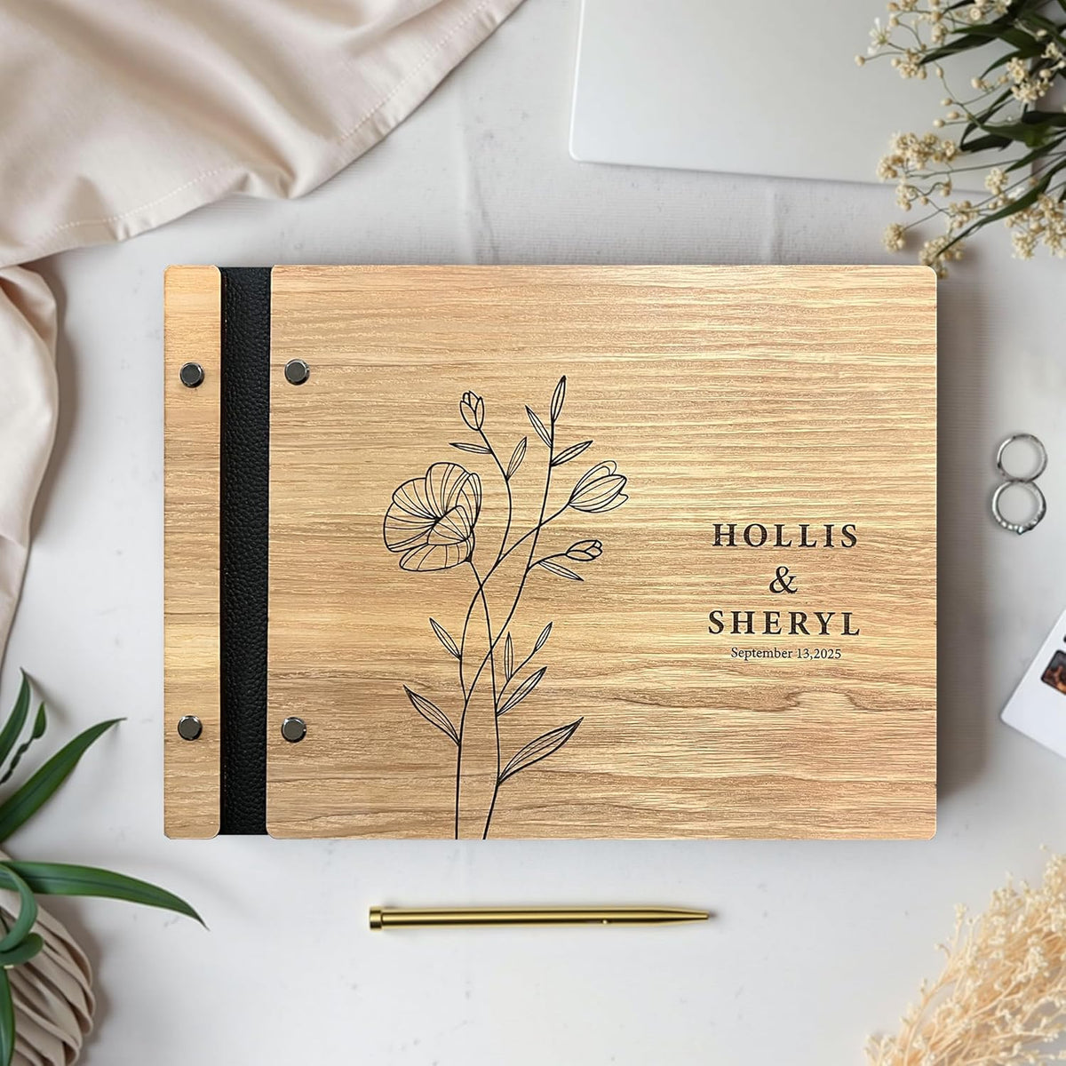 Personalized Wooden Wedding Guest Book, Custom Reception Sign Wooden Guestbook, Wedding Anniversary