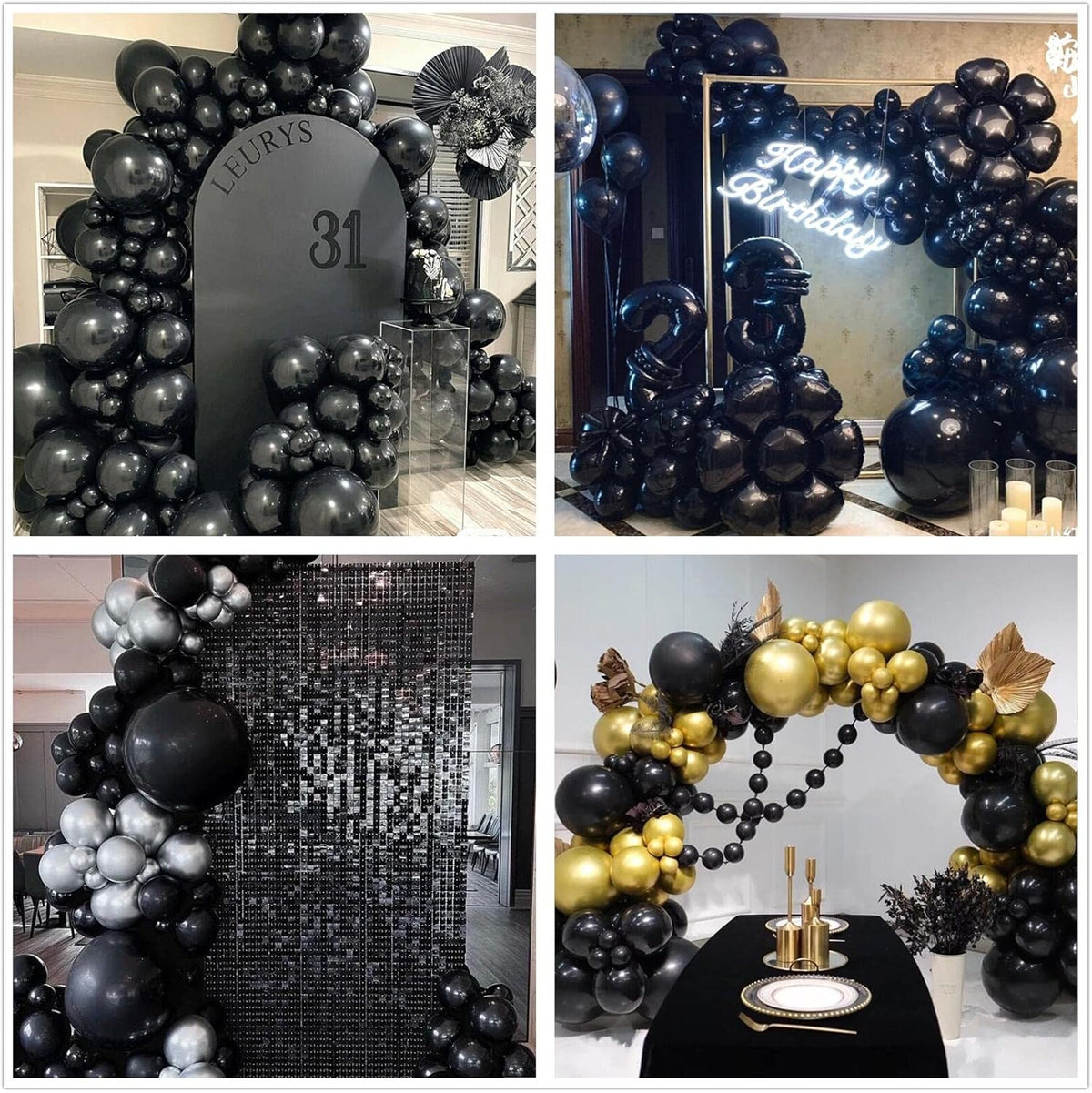 412pcs Black Balloons 18 12 10 5 Inch Black Balloon Garland Arch Kit Different Sizes Matte Latex