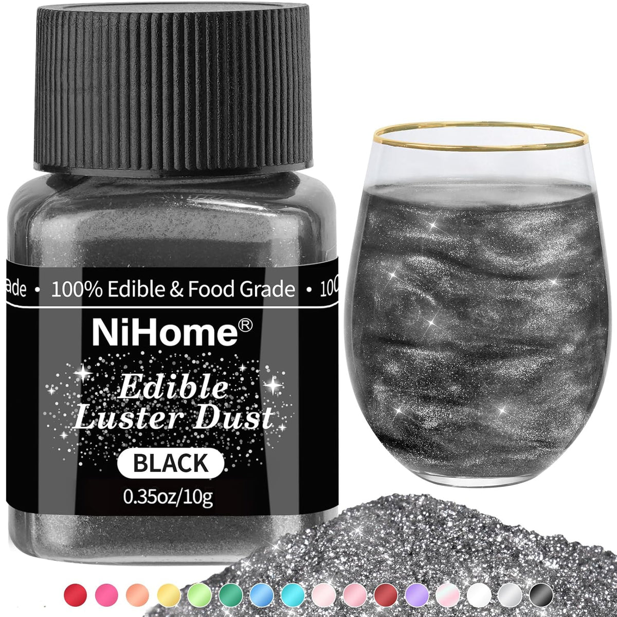 NiHome Edible Food-Grade Glitter Powder Glimmer Luster Dust Metallic Fancy Food Decorating Sprinkle