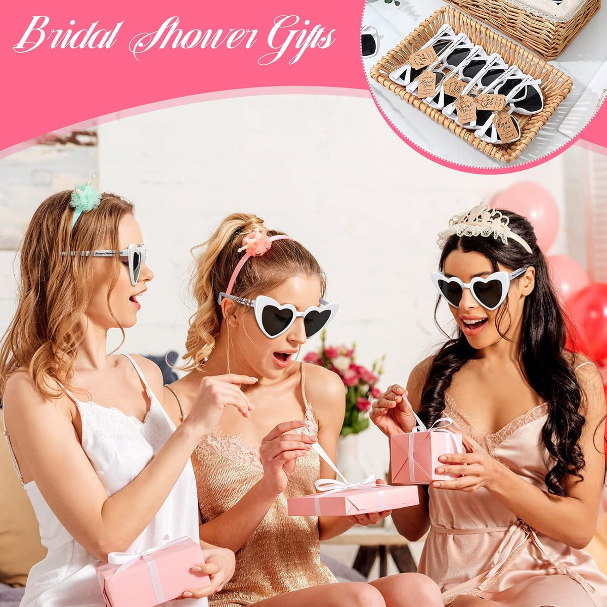 Vabean Wedding Heart Sunglasses Bulk Wedding Gifts Bachelorette Bridal Party Favors for Guests