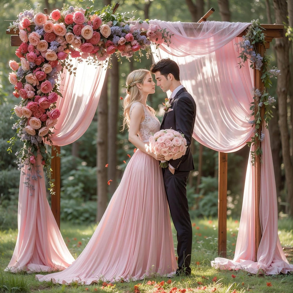 Wedding Arch Draping Fabric 1 Panel 18Ft Dusty Rose Chiffon Fabric Drapery Wedding Ceremony