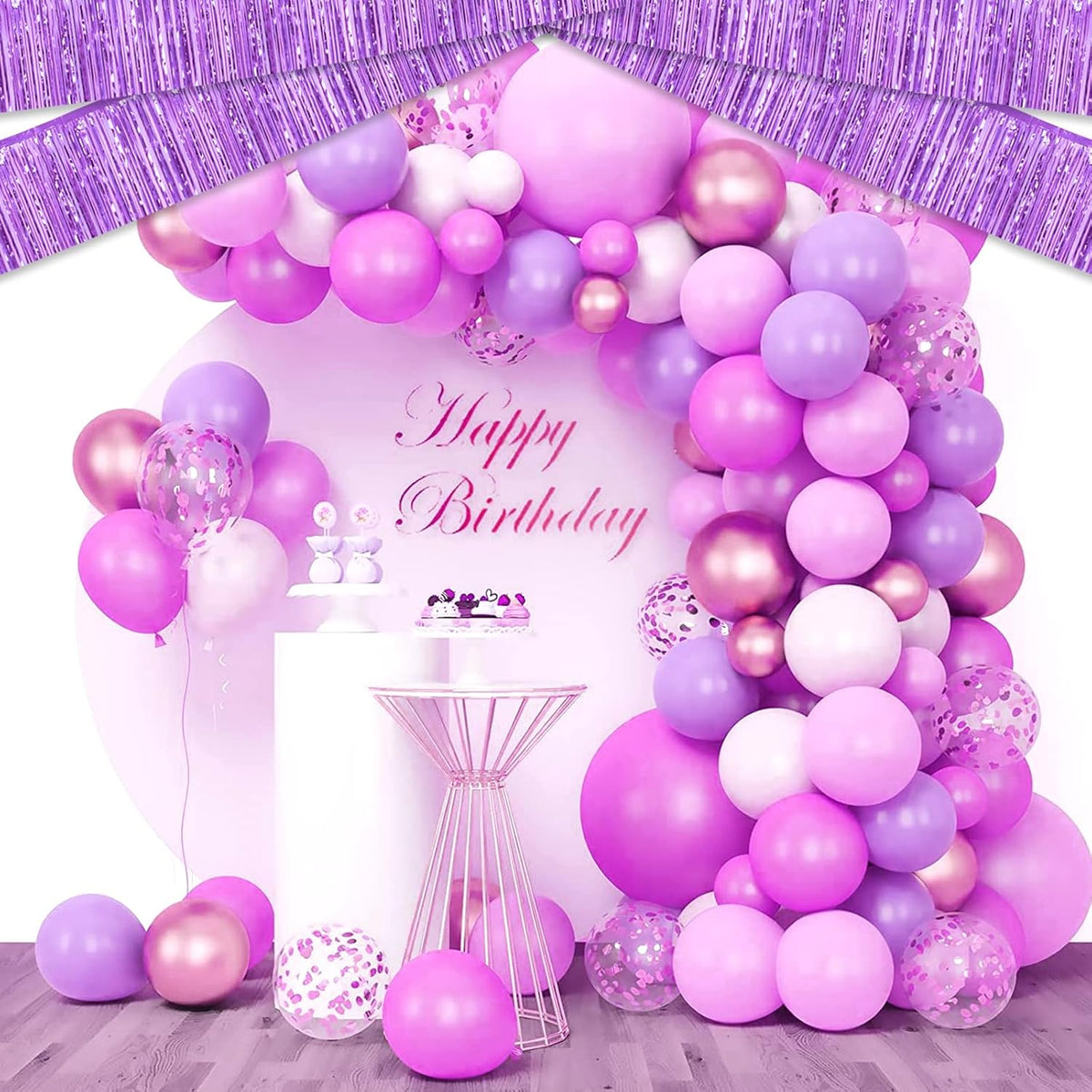 4 Pack 10 Feet Light Purple Foil Fringe Garland Metallic Tinsel Streamers Banner Wall Hanging
