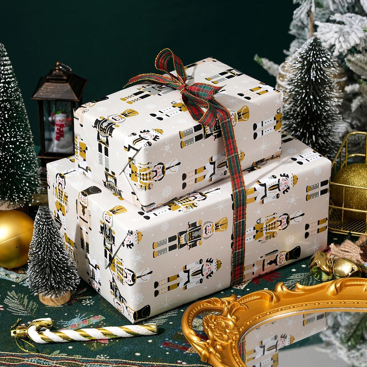 Ulmasinn Reversible Christmas Wrapping Paper Roll - 17" x33ft Double-Sided Designs with Luxury