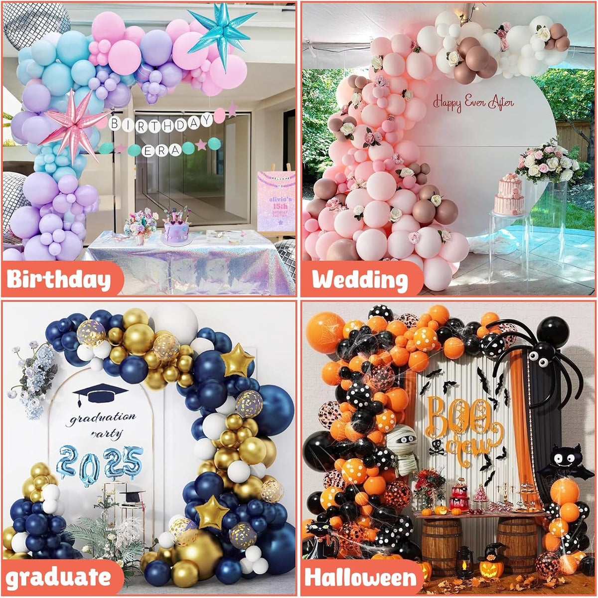 8FT & 6FT Balloon Arch Stand, Flexible Top Balloon Arch Kit, Half Arch Balloon Stand with Base for