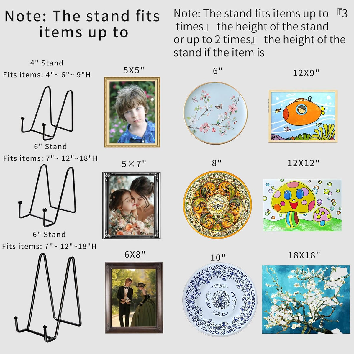 12 Pack 6"Plate Stands for Display,Metal Plate Holders Display Stands Can Be Used for Picture