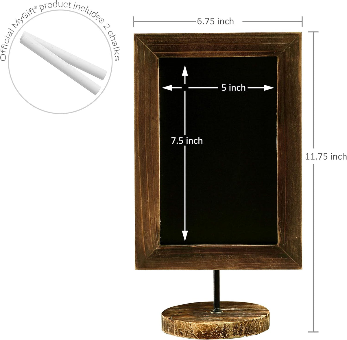 MyGift Set of 3 Tabletop Chalkboard Sign with Burnt Wood Frame and Round Base, Decorative Wedding
