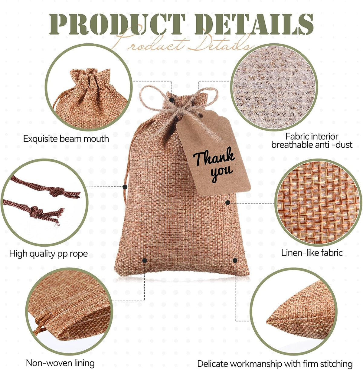 Woanger 100 Pcs Burlap Gift Bags with 100 Pcs Kraft Paper Gift Tags with Drawstring Favor Bulk