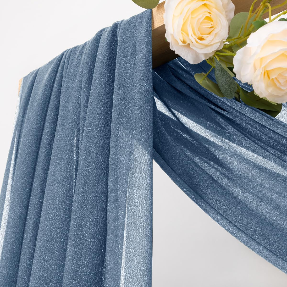 MLMC Dusty Blue Wedding Arch Draping Fabric 4 Panels 29" x 20 FT Extra Long Gauze Drapes Sheer