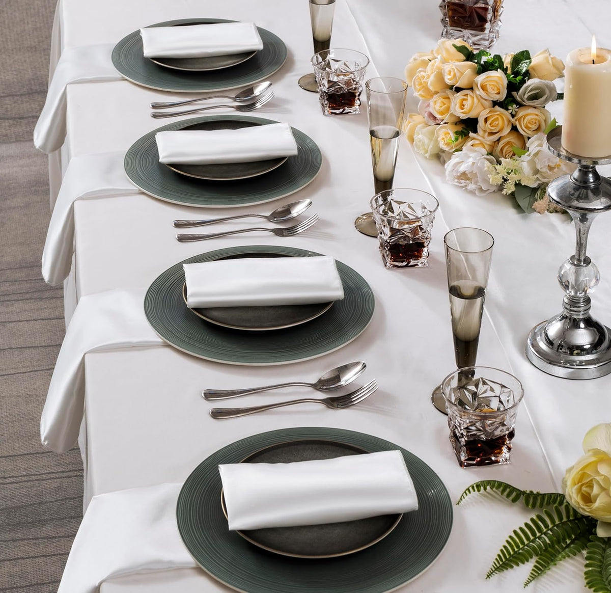 36 Pack Square Satin Dinner Napkins, 16x16 Inches Silky Soft Smooth Table Cloth Napkins for